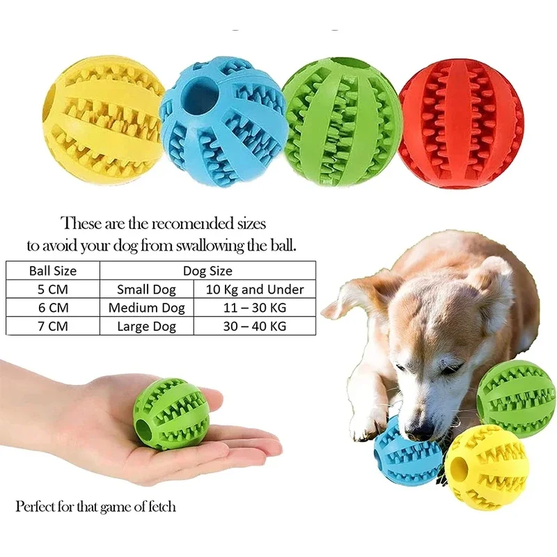 Interactive Rubber Balls for Dogs and Cats, Chewing Toys for Small and Large Dogs, Tooth Cleaning, Indestructible Dog Ball