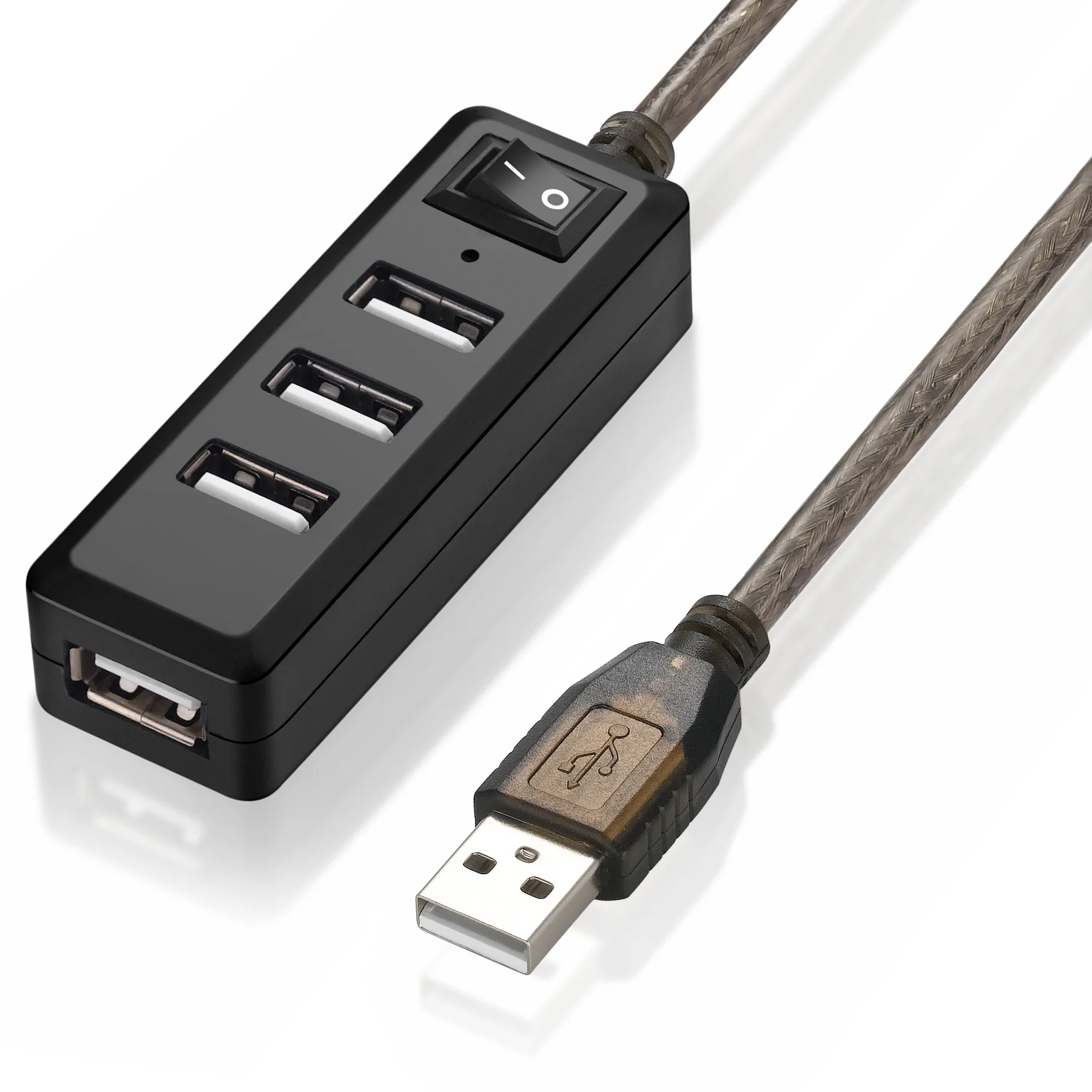 Bochara 4Ports USB 2.0 HUB Extension Cable Male to Female Active Repeater Built-in IC Chipset Dual Shielded 5M 10M 15M