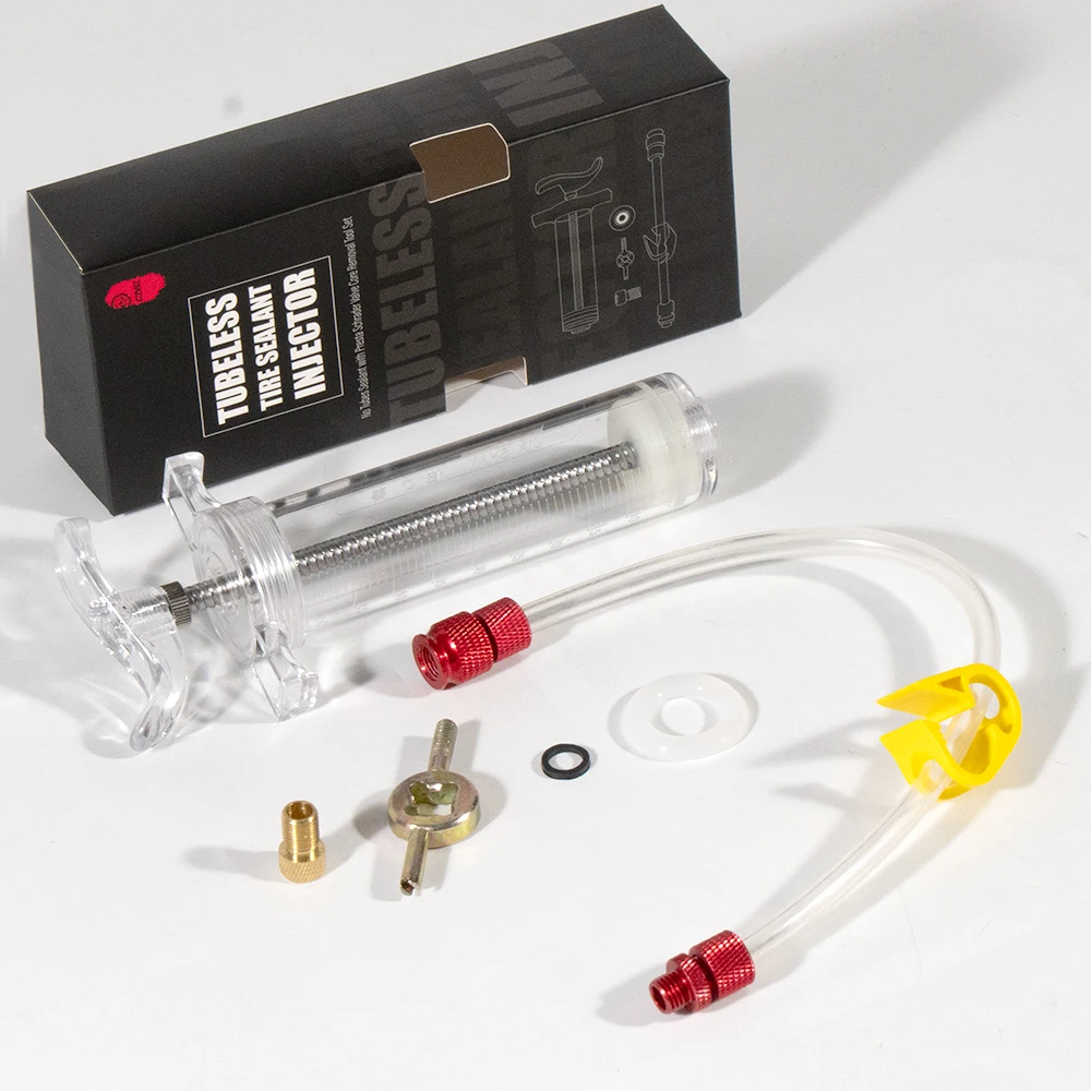 Kit de jeringa selladora de neumáticos sin cámara, herramienta de inyector Manual de 50ml/20ml para bicicletas de montaña y de carretera, juego de reparación de líquidos para neumáticos de bicicleta
