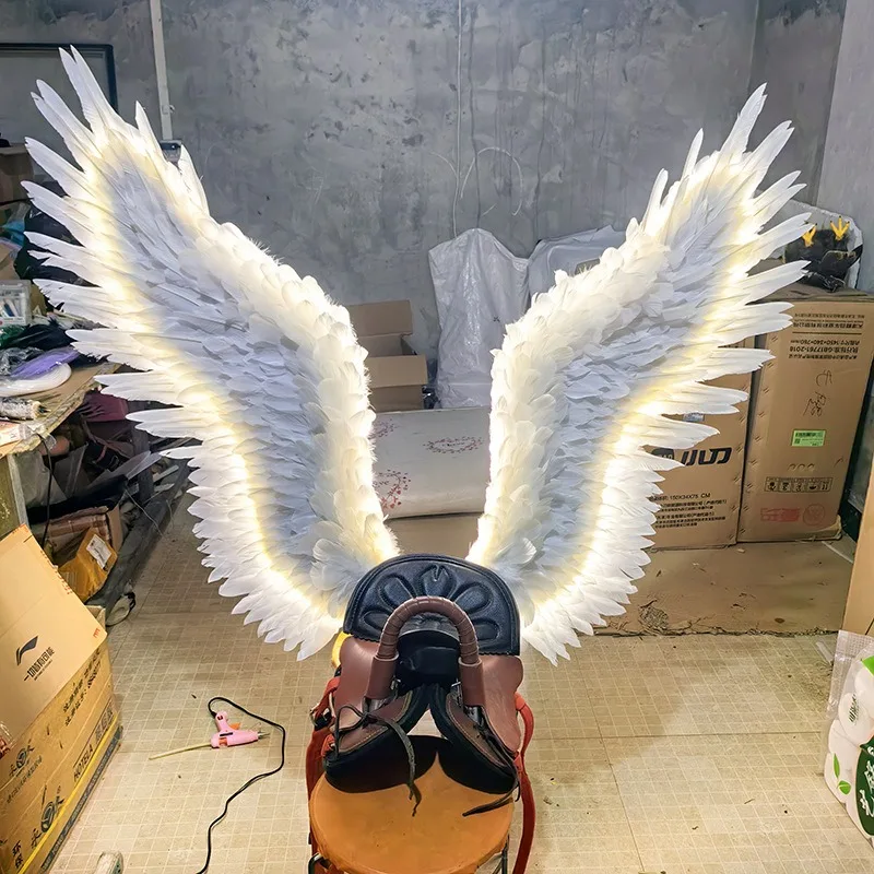 Angel Wings Feather Props Photo Halloween Decoration Pony Wings Props Glow Creative Park Ride
