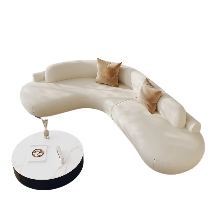 

New L-shaped corner sofa, light luxury high-end curved special-shaped beauty salon, hotel lobby lounge area