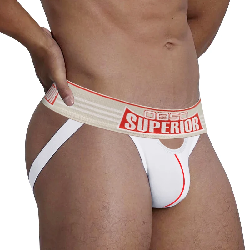 Low Waist Men Gay Jockstraps Cotton Open Back Mens Sexy Underwear Thong Hole Comfortable Man G-Strings Breathable Sissy Bikini