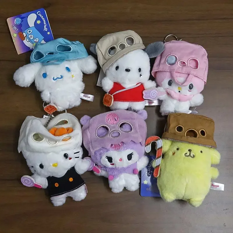 Urocza Kreskówkowa Maskowana Duch Hello Kitty Cinnamoroll Melody Pluszowy Brelok Opaska Odpinana Zawieszka do Torebki Dziewczęcej Lalka Prezent na Halloween
