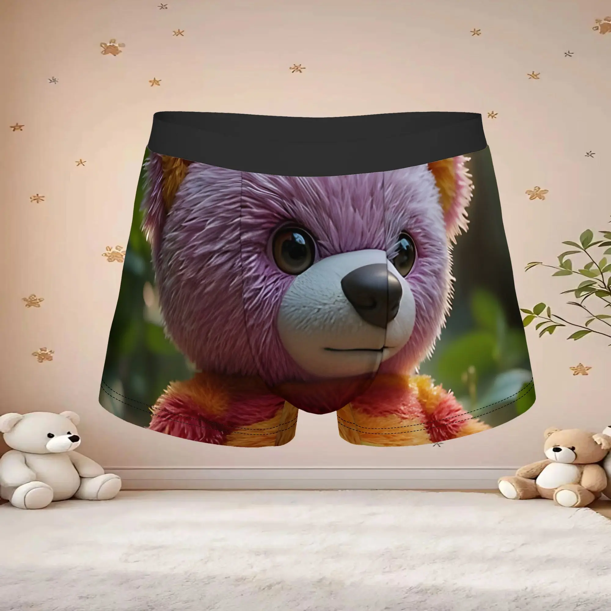 1pc Popular Rainbow Stuffed Teddy Apron boxers  adults  Breathbale Panties Men's Underwear Ventilate Shorts Boxer Briefs