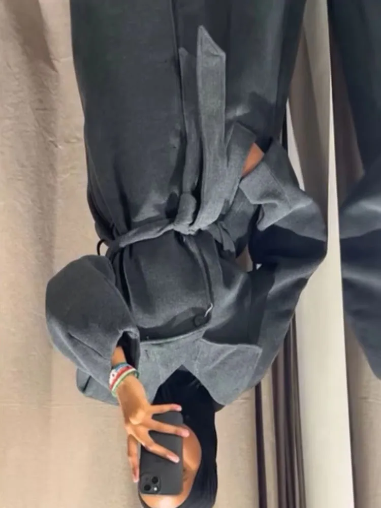 

HH женское зимнее стильное пальто с воротником-стойкой и поясом, женское уличное повседневное однобортное длинное пальто с карманами, украшенное Mujer