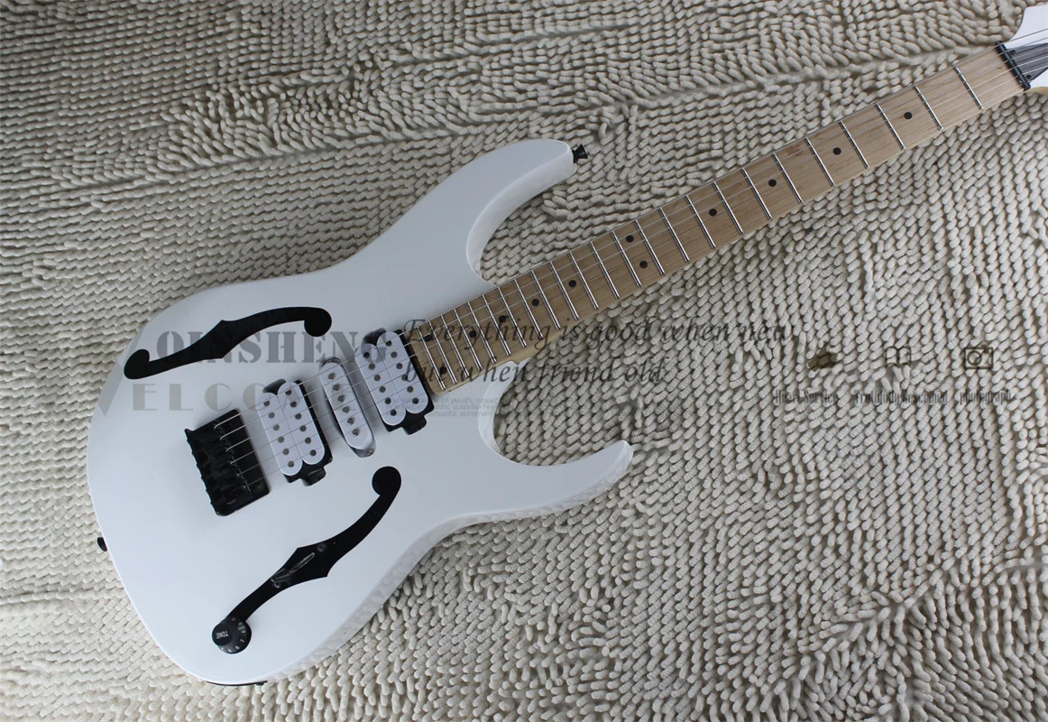 White electric guitar, PG guitar, HSH pickups, maple, rosewood fretboard，Fixed Bridge