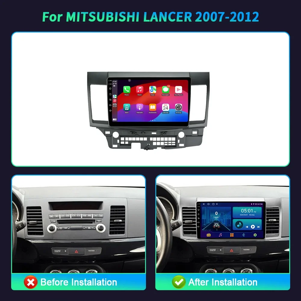 Android 14 For MITSUBISHI LANCER 2007-2012 Car Radio Multimedia Video GPS Wireless  Carplay Navigation Screen Touch Screen