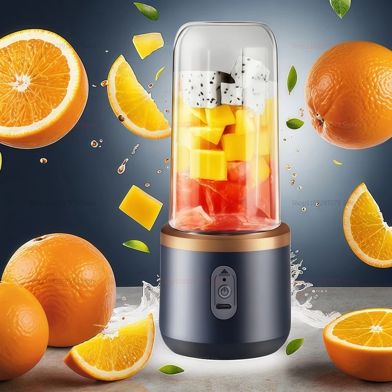 Double Cup Multifunction Juicer USB Rechargeable Fruit Blender 6 Blade Electric Portable Juicer Fruit Smoothie Milkshake Mixer