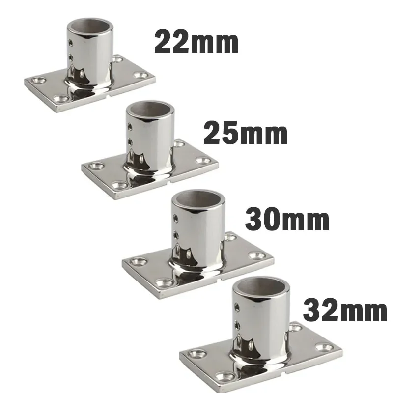 22mm 25mm 30mm 32mm 90 Degree Square Handrail Rail Bases Marine Boat Yacht Rail Mounting Brackets 316 Stainless Steel