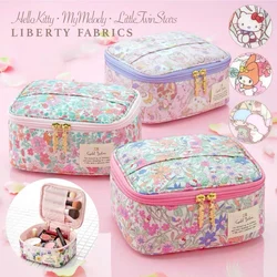 Sanrio Hello Kitty borsa per il trucco Kawaii Y2K Cartoon Flowers piante borsa per la conservazione impermeabile borsa da toilette da viaggio d'affari per donna