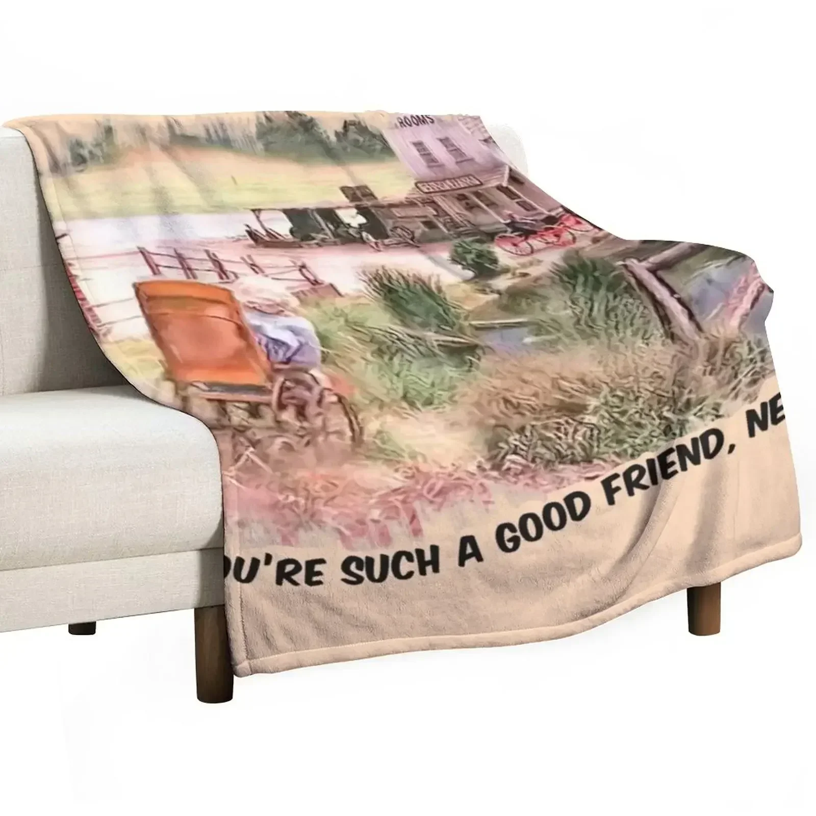 Little House on the Prairie Nellie Wheelchair scene. Black Lettering Throw Blanket Soft Plush for winter Blankets