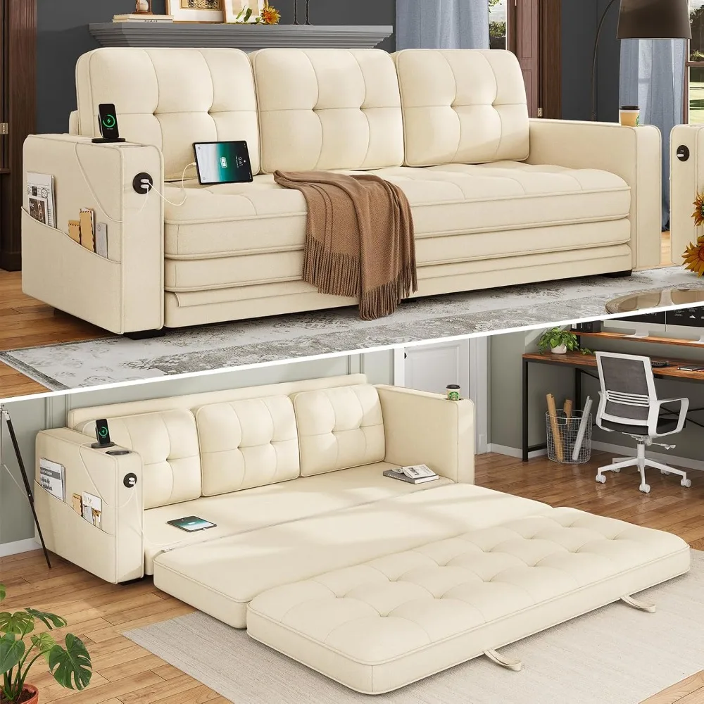 

Sofa Bed, Sleeper Sofa- 2 in 1 Pull Out Couch Bed, Modern Couches for Living Room, Loveseat Sofa with 2 Cup Holders