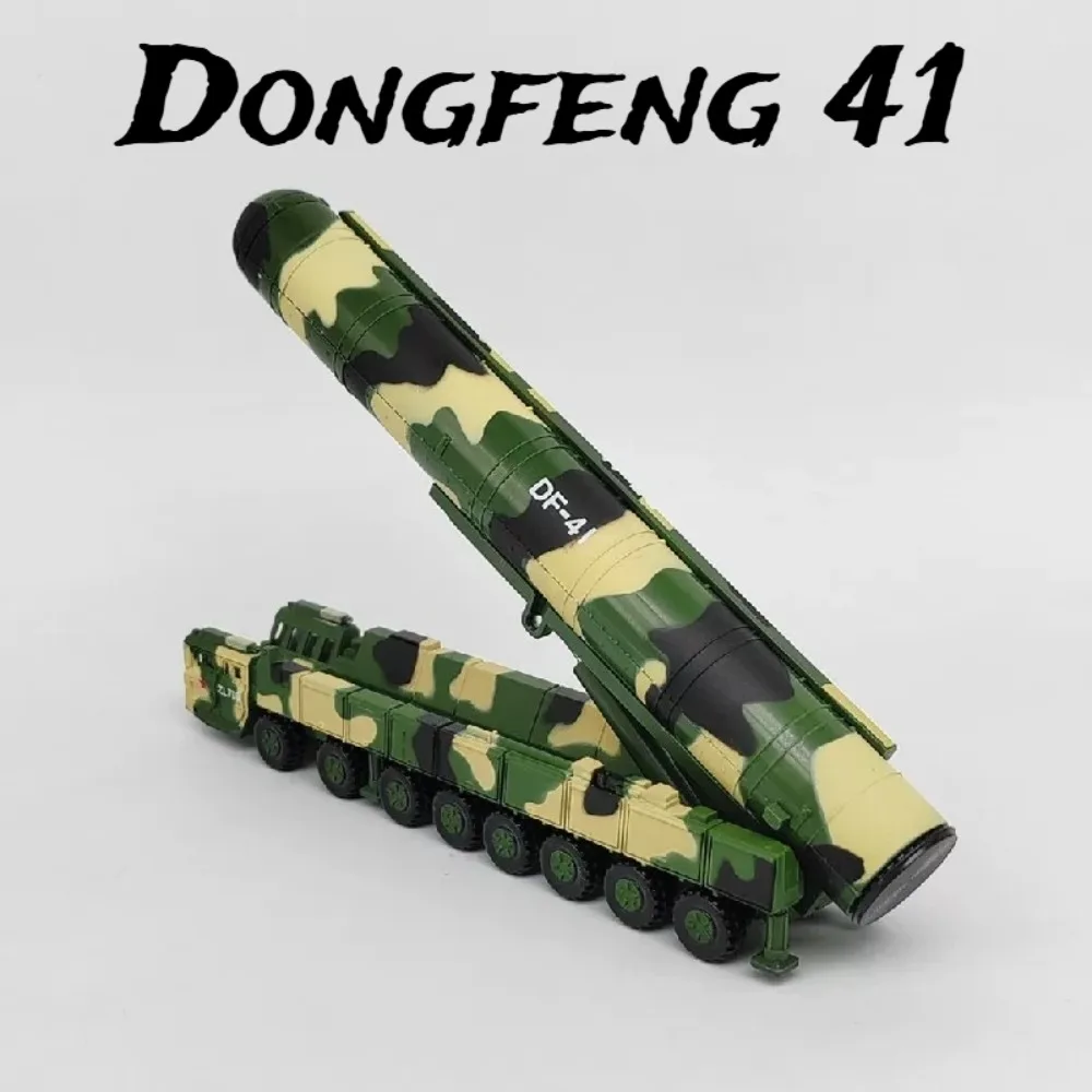 1:144 DONGFENG 41 Missile Launcher Model Car Toy Adjustable Launch Tube Intercontinental Strategic Missiles Military Ornament