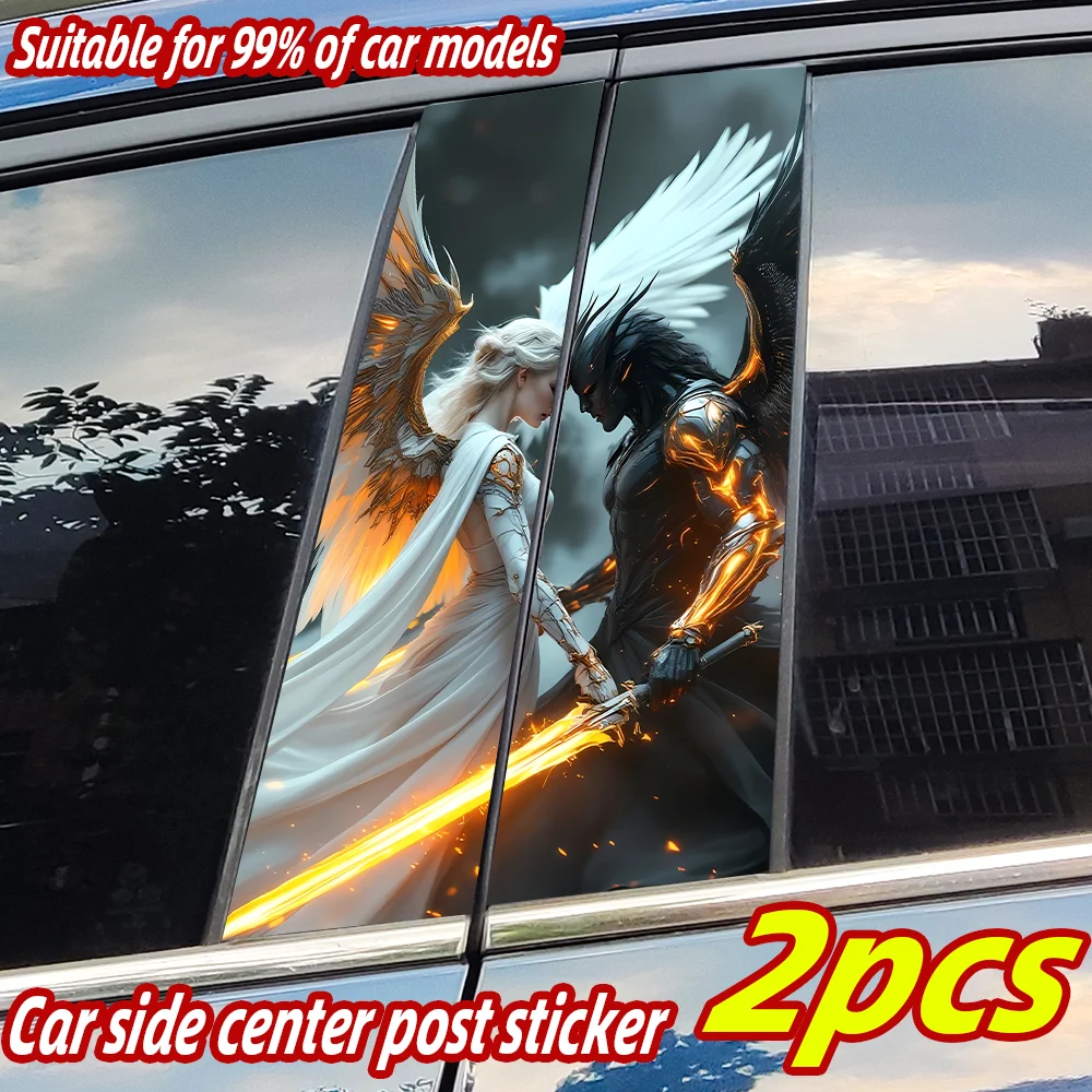 

Angel vs Demon Car Stickers Waterproof Auto B Pillar Decor Cover Scratches Car Door Pillar Sunscreen Vinyl Decal Accessories