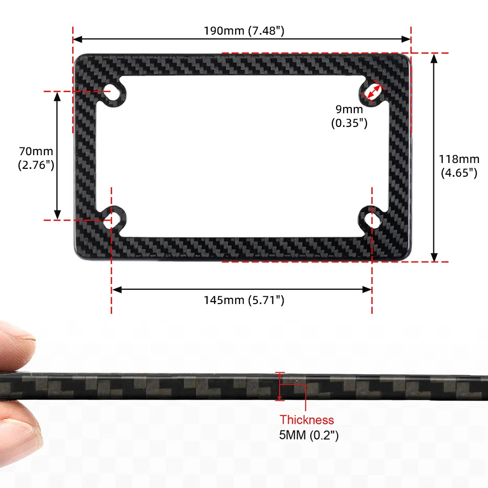 

Роскошный прочный глянцевый саржевый чехол из настоящего углеродного волокна для мотоцикла, рамка номерного знака, стандартный держатель номерного знака США для автомобиля США