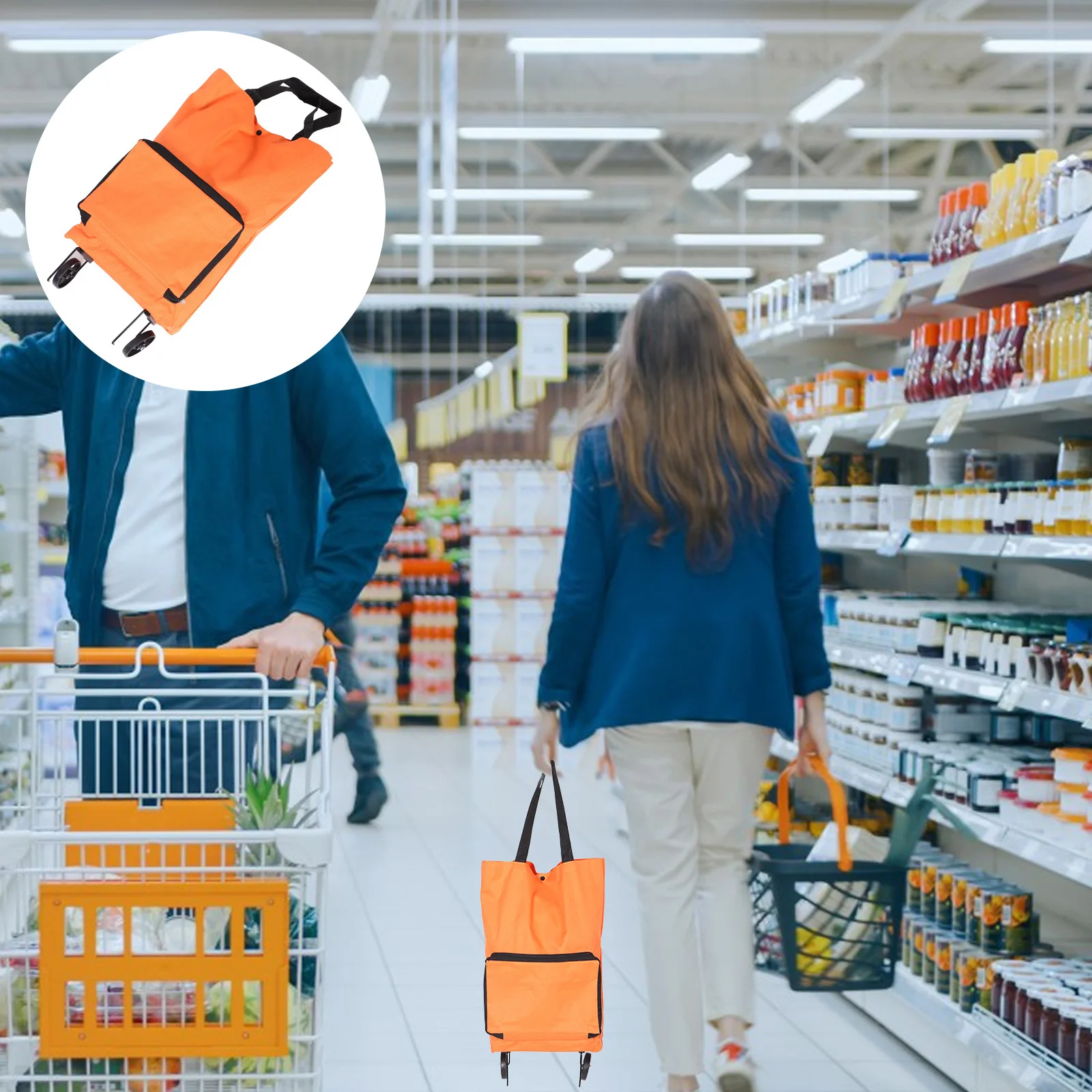 

Durable Wheeled Grocery Trolley Spacious Interior Foldable Shopping Cart Utility Cart with Wheels Stable Rolling Experience