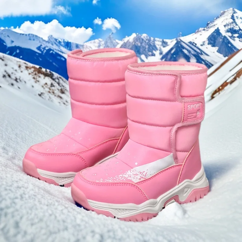 

Fashion Boys Waterproof Snow Boots Girls Warm Cotton Shoes for Children's Clothes Baby Kids Velvet Thicken Snow Boots