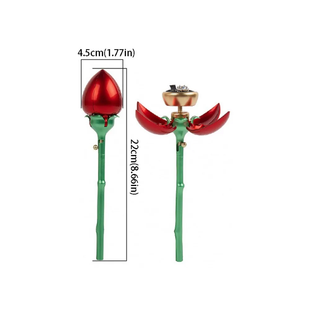 Dustproof Rose Ring Box Elegant Waterproof Auto Blooming Ring Box Multi-functional Red Pink Display Holder Jewelry Packaging