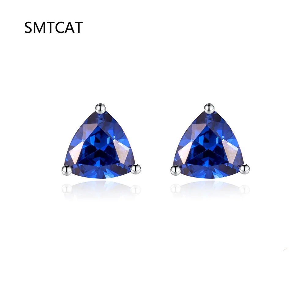 

Создано синий сапфир, стерлинговое серебро 925 пробы, геометрические треугольные серьги-гвоздики Brincos de Prata для женщин, драгоценный камень, ювелирные изделия, подарок