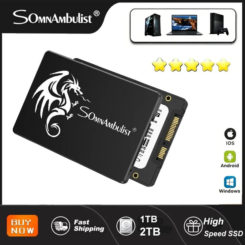 SomnAmbulist 2.5 Inch SATA3 SSD 64GB 120GB 128GB 240GB 256GB 480GB 512GB Internal Drive For Laptop Desktop PC