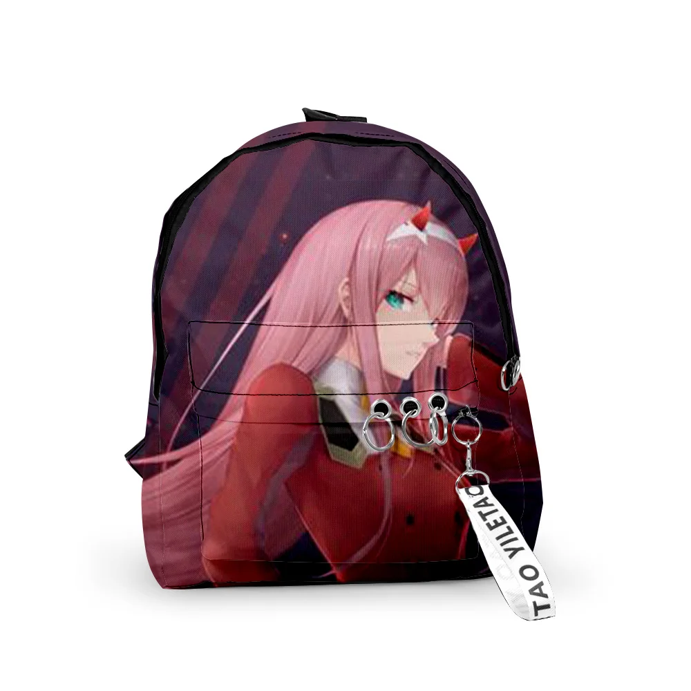 Harajuku Zero 2 DARLING in the FRANXX Backpacks Girls pupil School Bags 3D Print Keychains Oxford Waterproof Small Backpacks