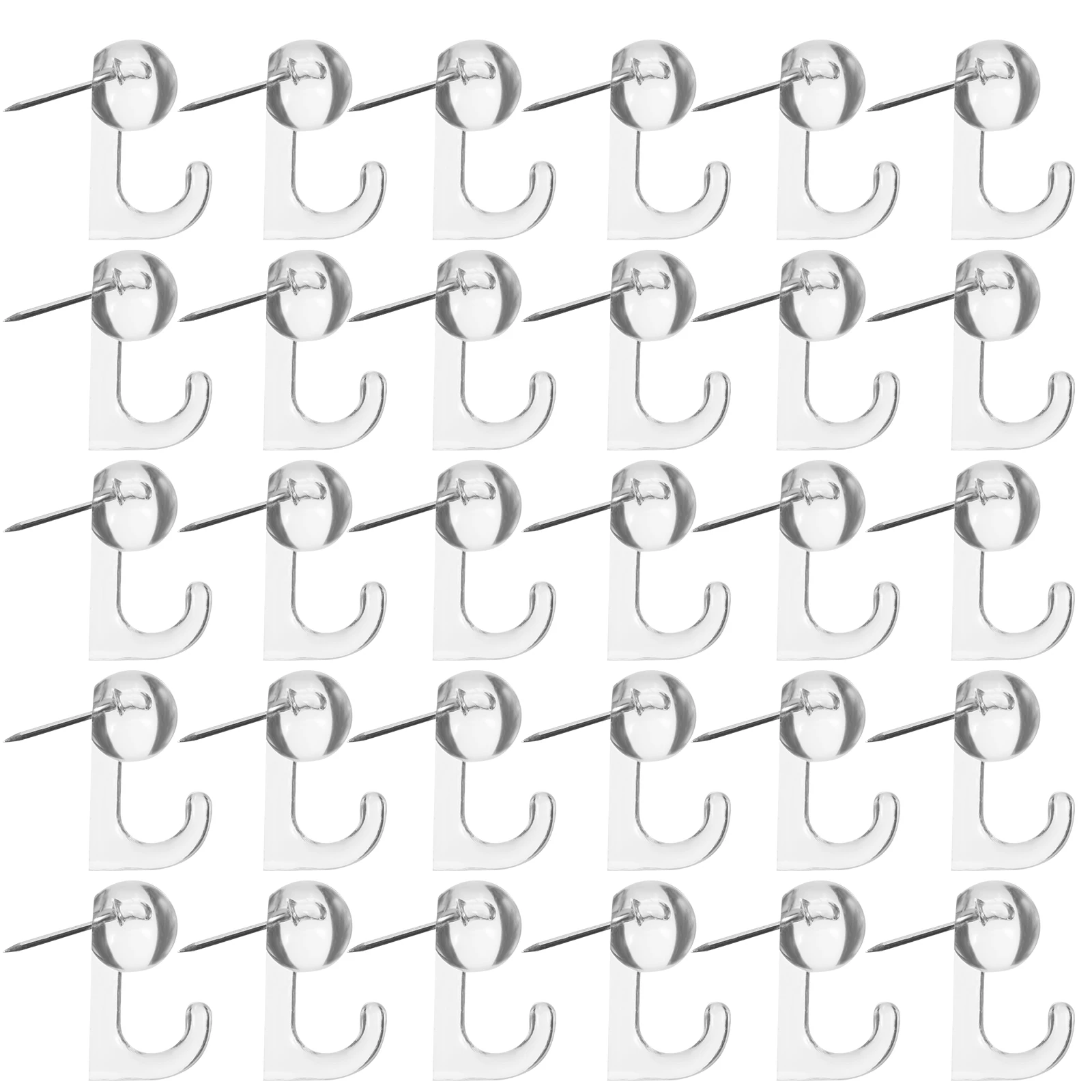 

50 Pcs Corkboard Hook up Tacks for Wall Hangings Push Pin Hooks Magnetic Pins with Transparent Pushpins