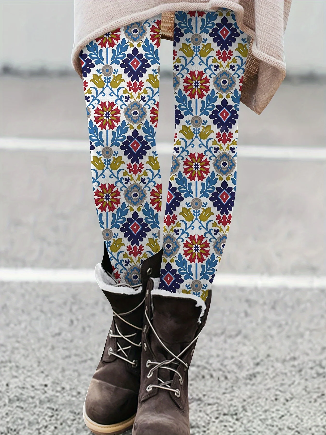 Women's Bohemian Tribal Geometric Floral Print Casual Leggings
