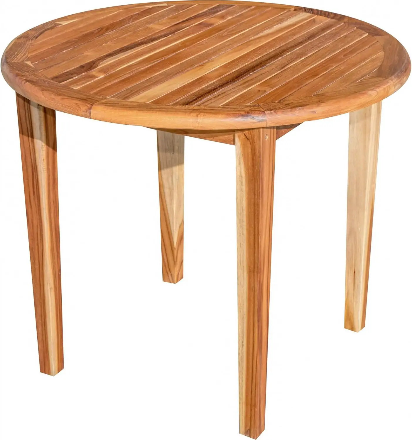 Ecodecors Oasis Round Teak Dining Table Natural Wood Classic Round Dining Table In Earthy Teak Finish For Indoors And Outdoors