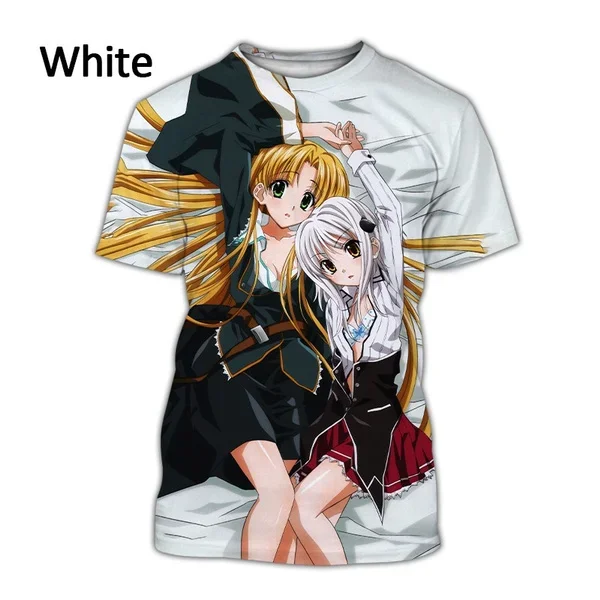 Summer Round Neck Cartoon T-Shirt Classic Anime High School DxD 3D Printing Men's Casual Unisex Harajuku Fashion Short Sleeve
