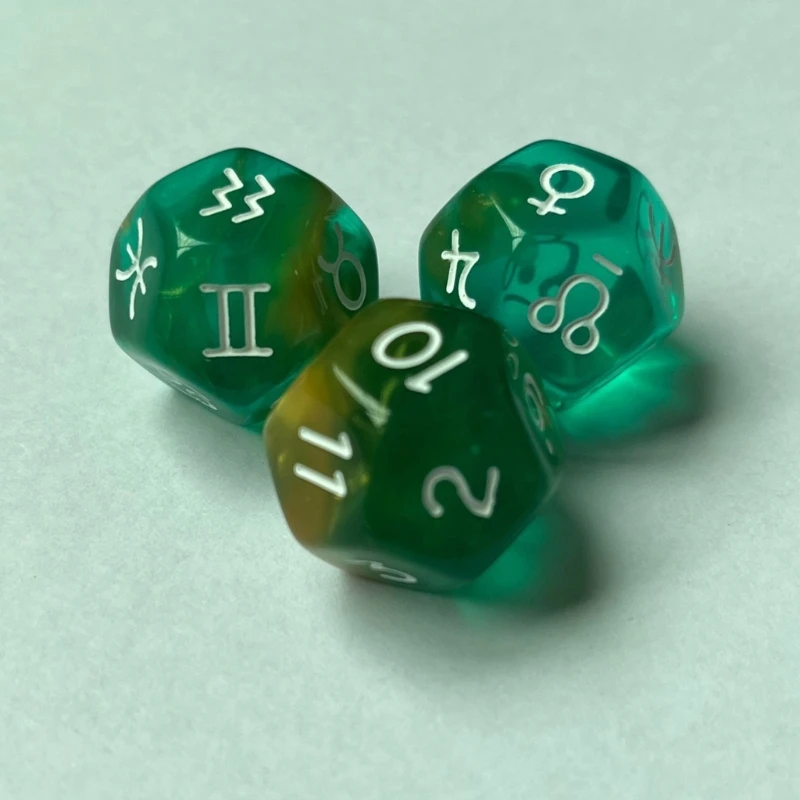 F1FD 3x Astrological Dice-12-sided Dice-Multifaceted-Constellation Dice-Acrylic-Dice