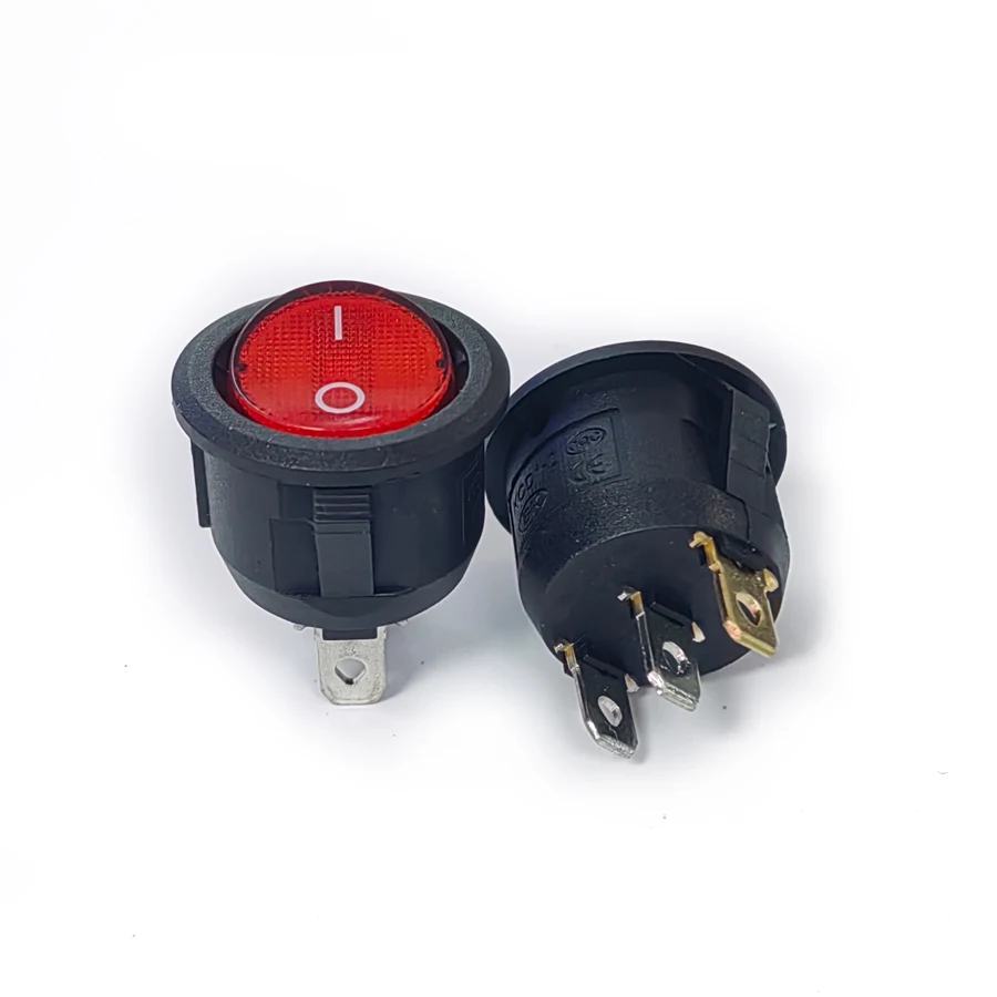 20PCS/Lot KCD1 Round Rocker Switch 3Pin 3P 2-Positon 6A/250V 20mm Red/Green