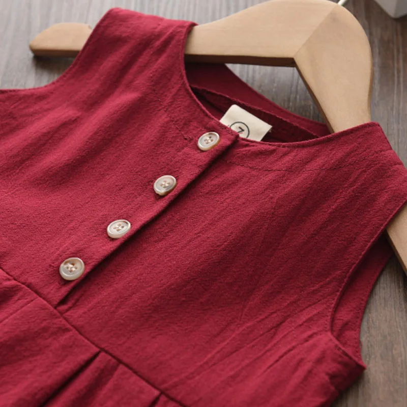 Kinder Mädchen Overalls neue Mode Mädchen Baby lässige Bodys Kinder feste Kostüme ärmellose Kleidung 3-7y – Detail 8