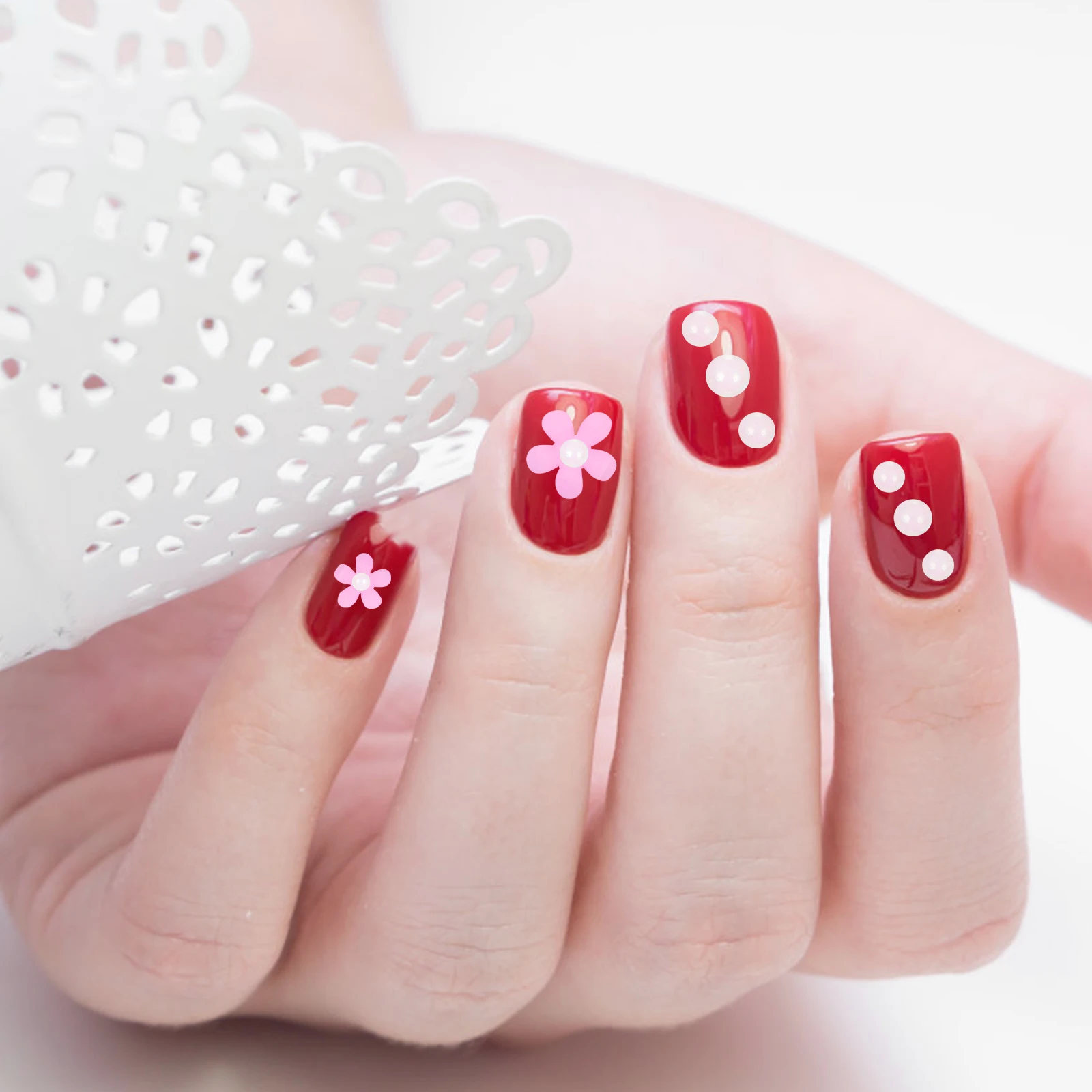 

Resin 3D Flower Nail Charms DIY Adornment Beautiful Art Decor Pearl Accessory Unique nament Compact Storage Box