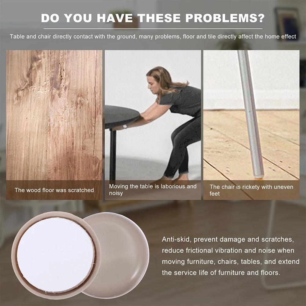 

24pcs Furniture Leg Protectors Self-adhesive Sliders for Chairs Tables Noise-proof Anti-scratch Glides Furniture