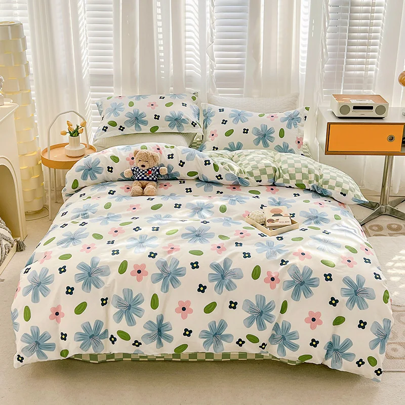 

Floral 100% Cotton Duvet Cover 3 Pieces Comforter Cover with Botanical Patterns Soft Bedding Set with Zipper Closure Home Decor