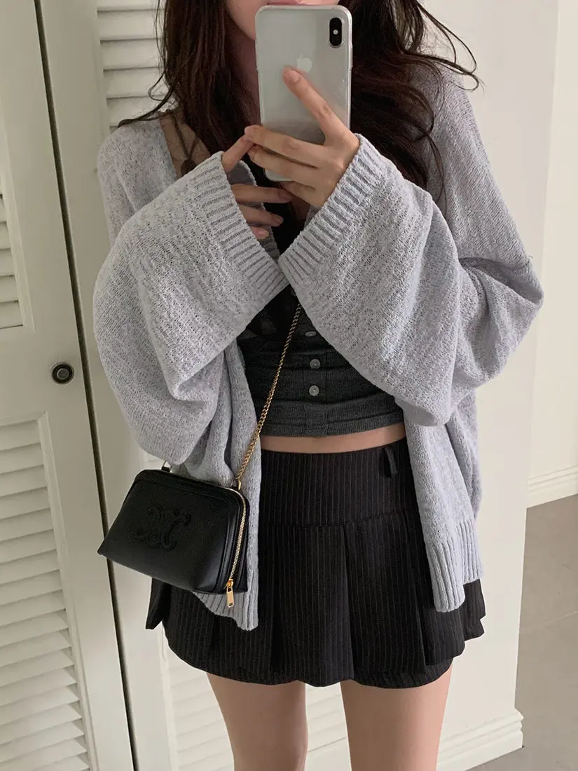 

Chic Lazy Women's Knitted Open Cardigan Summer 2025 New Sun Protection Long Sve Design Air Conditioning Sweater