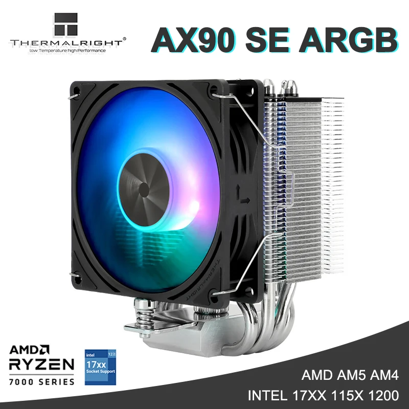 

Thermalright AX90 SE ARGB Radiator 4 Heat Pipe CPU Air-cooled Heatsink AGHP 92mm PWM Cooling Fan Intel LGA1700 115X 1200 AM4 AM5