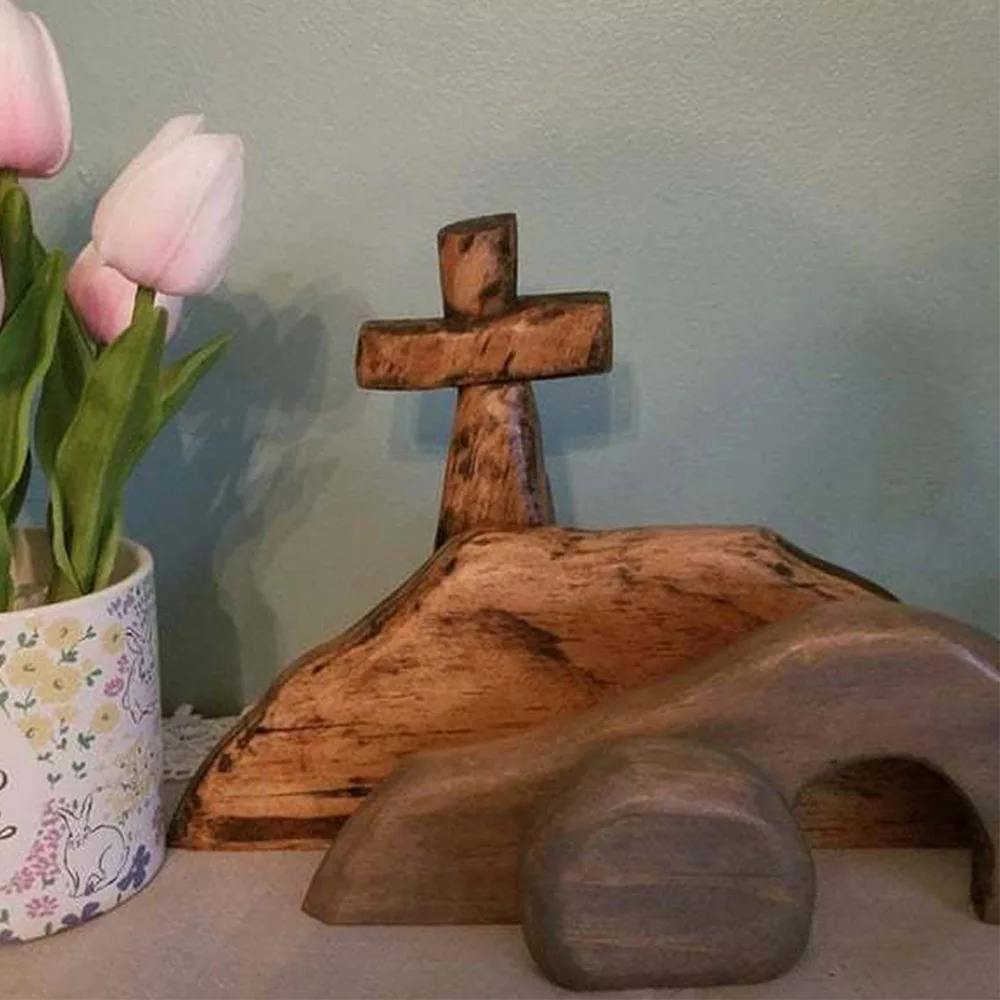 Wooden Tombstone Miniatures Easter Empty Tomb Nativity Scene Decorations Family Festival Activities Layout Desktop Ornament
