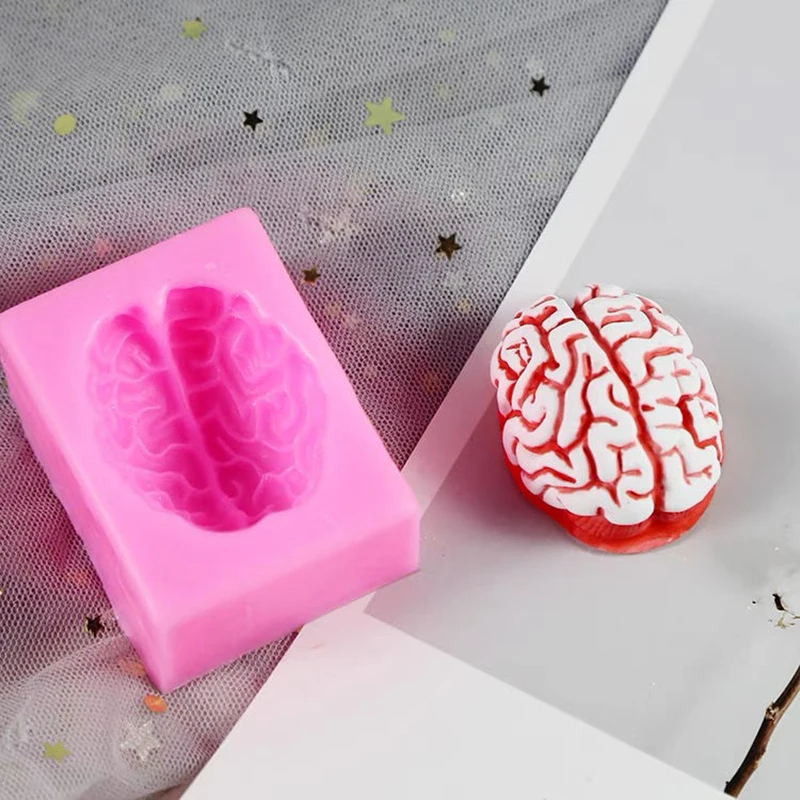 Halloween Brain Heart Chocolate Cake Silicone Mold Aromatherapy Plaster Candle Fondant Skeleton Hand Spider Pumpkin Kitchen Tool