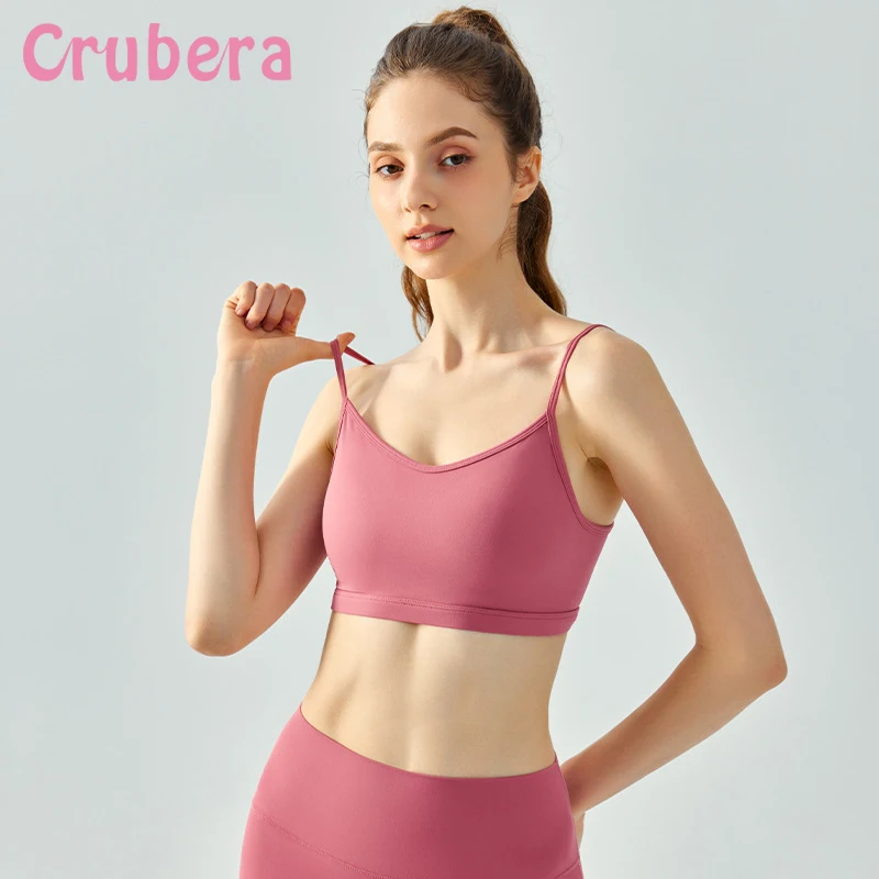 

Crubera One-piece Slim Fit and Beautiful Back Yoga Tank Top Female Droplet Fixed Cup Adjustable Shoulder Strap Yoga Bra