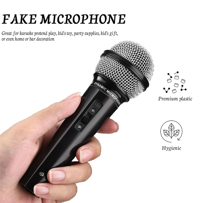 音楽誕生日コスチュームプレイマイク小道具、プラスチックごっこ遊び小道具2個用