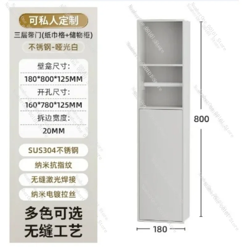 New 304 Stainless Steel Toilet Brush Niche, Concealed Embedded Tissue Box for Bathroom Wall, Hidden Storage Accessory