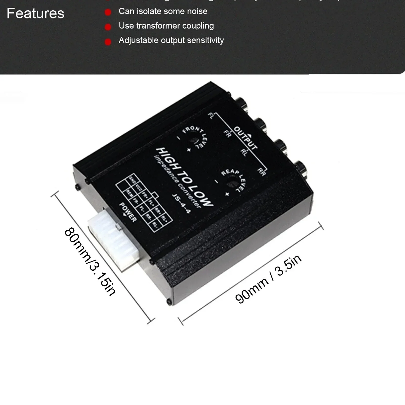 Bild 3: 12V 4-Kanal-Audio-Impedanzer-Hochfrequenz-RCA-Line-Autoradio-Radio-Lautsprecher-Frequenz filter