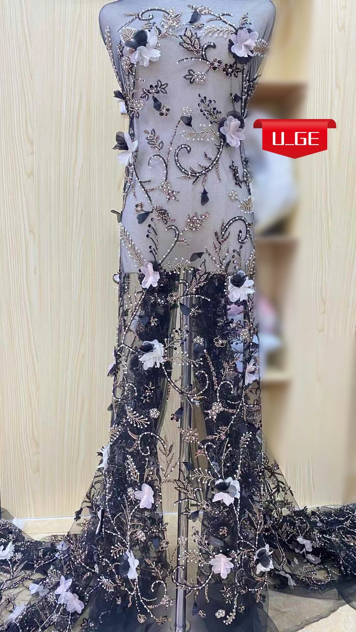 

2025 Latest Best Quality Delicate Elegant Luxurious Very Soft 3D Mesh lace fabric For Wedding Dress U_GE5398