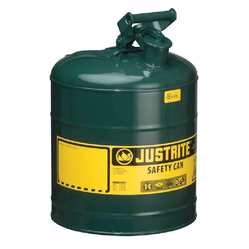 

Safety Can, Steel, 5 gal, Green, 11 3/4 in Dia., Oil