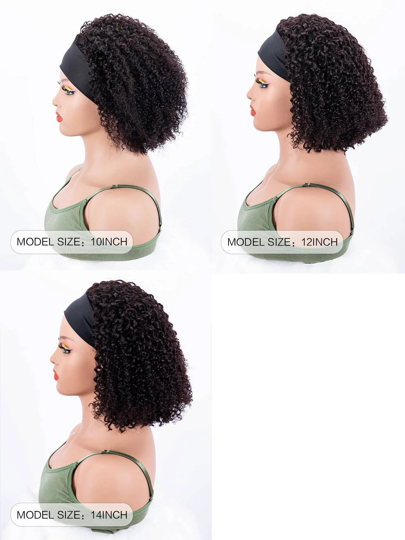 Curly Headband Wig Human Hair Glueless Full Machine Made Brazilian Short Bob Wig Kinky Curly Human Hair Wigs For Black Women Wig