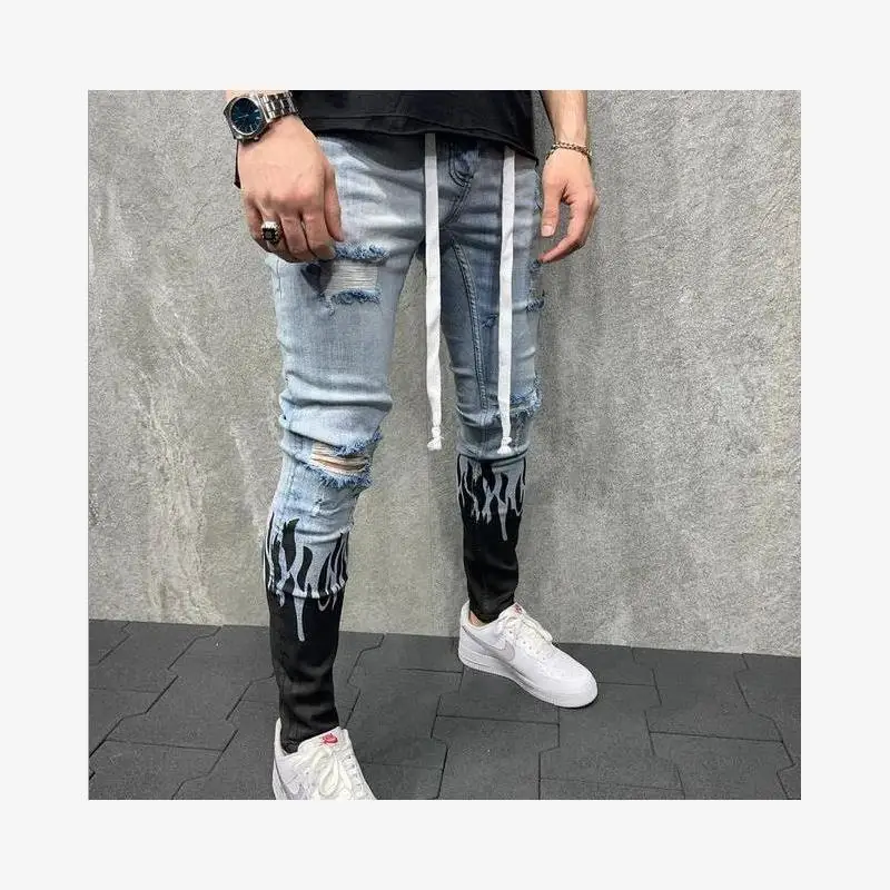 

Мужские джинсы-карго 2023, рабочая одежда, облегающие брюки с кетнами, модные городские длинные брюки со средней талией и застежкой-молнией...