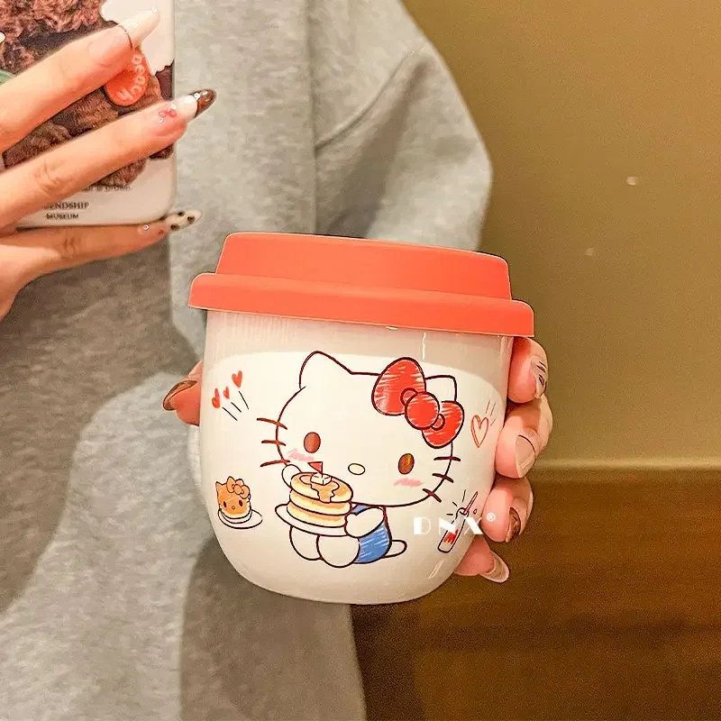 

MINISO Hello Kitty Anime Kawaii Ceramic Mug Women Cute Cinnamoroll Milk Breakfast Drinking Cup Children Home Gifts for Girls