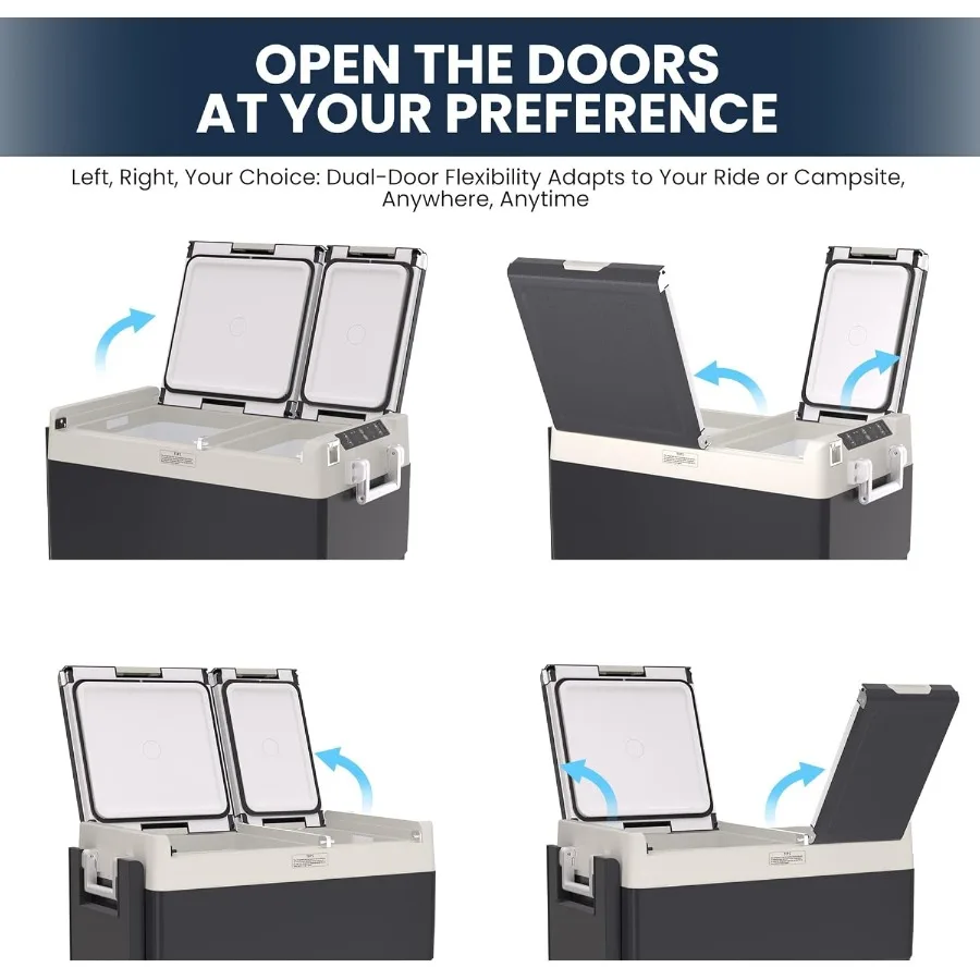 51 QT 48L مبرد كهربائي محمول للسيارة 12 فولت ثلاجة فريزر للسيارة مع التحكم في درجة الحرارة ذات المنطقة المزدوجة من -4 إلى 68