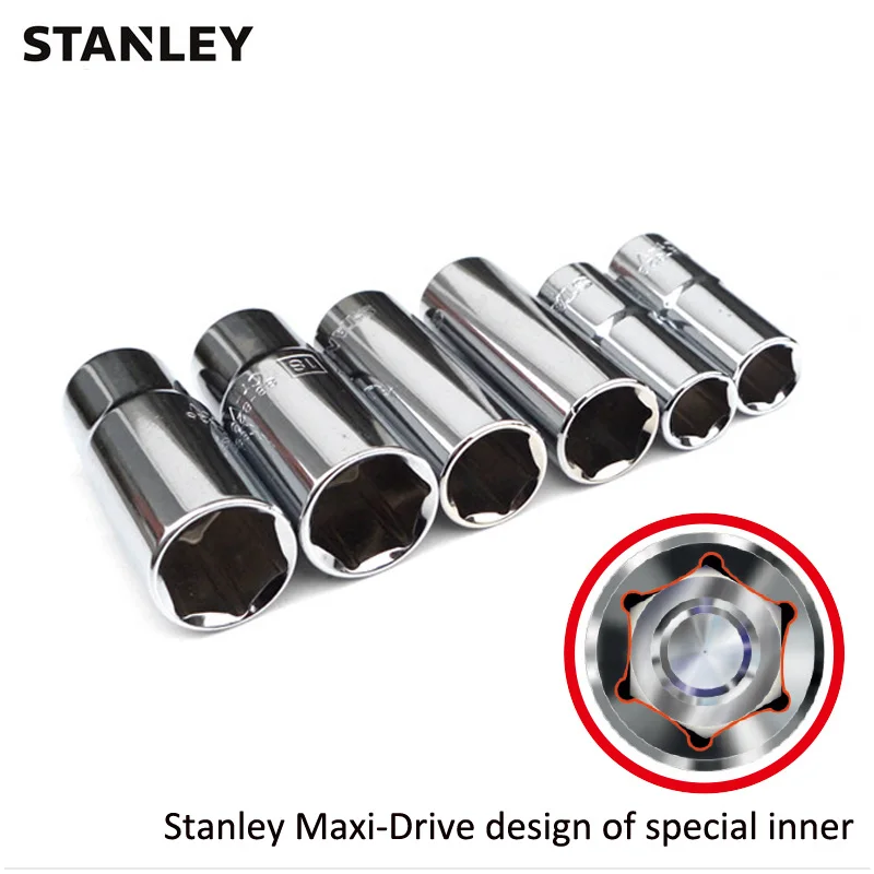 Stanley 1 pièce 6 points professionnel 3/8 dr. Clé à douille métrique profonde 8mm 9m 10mm 11mm 12mm à 22mm outils de pilote de douille de couple